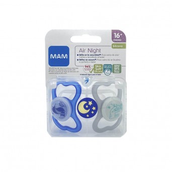 CHUPETE SILICONA MAM AIR NIGHT A 16+ M PACK DOBL
